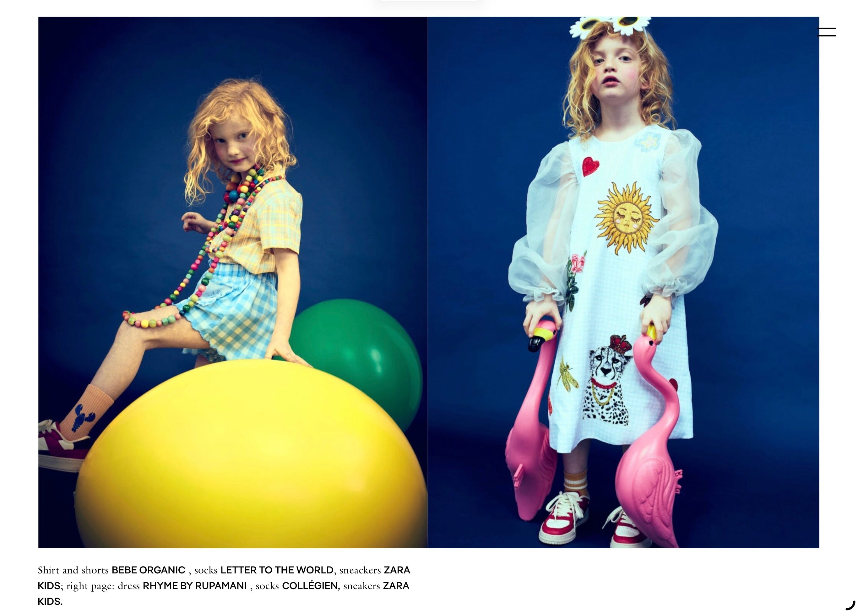 Rhyme Kids in Scimparello Magazine Funky Monkey editorial — luxury hand-embroidered children's fashion