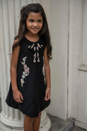 Dune girls crepe dress lifestyle photo — luxury children's occasion wear by Rhyme Kids