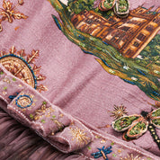 Isabella silk girls dress detail — dragonfly embroidery on vintage mansion print pure silk