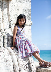 Wren girls dress lifestyle photo — luxury children's occasion wear by Rhyme Kids