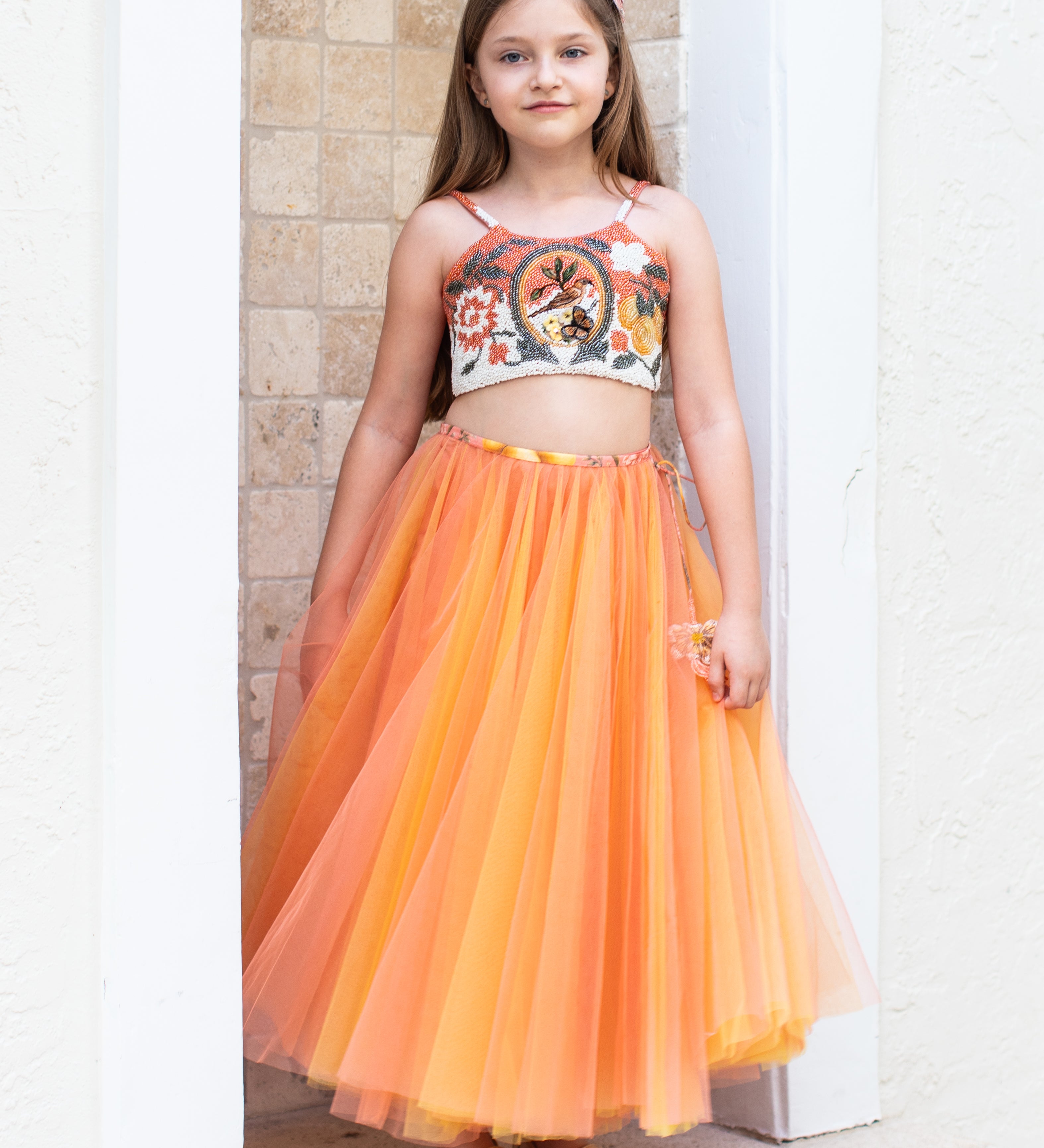 Ember girls two-piece set lifestyle photo — luxury children's festive wear by Rhyme Kids