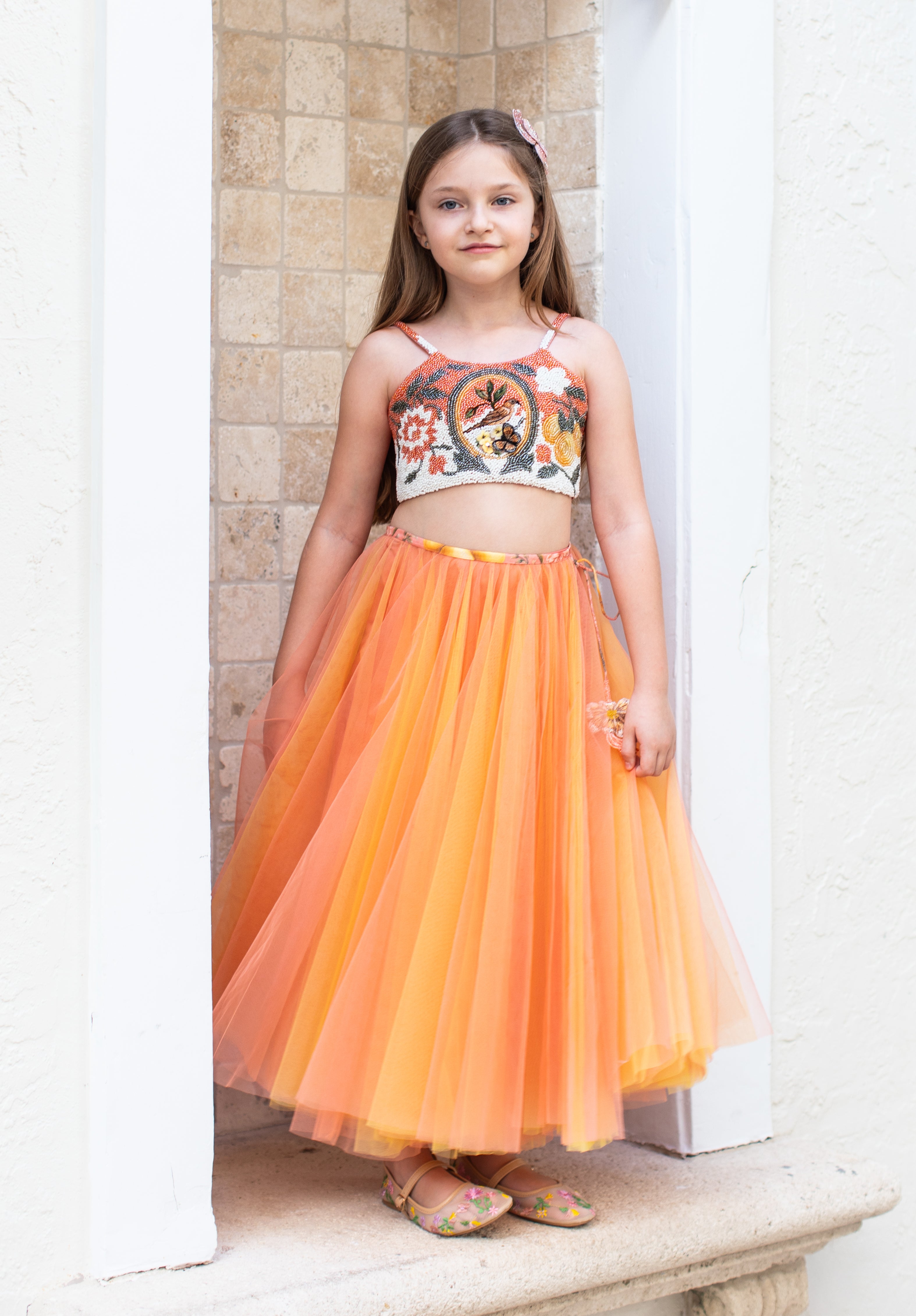 Ember girls two-piece set lifestyle photo — luxury children's festive wear by Rhyme Kids