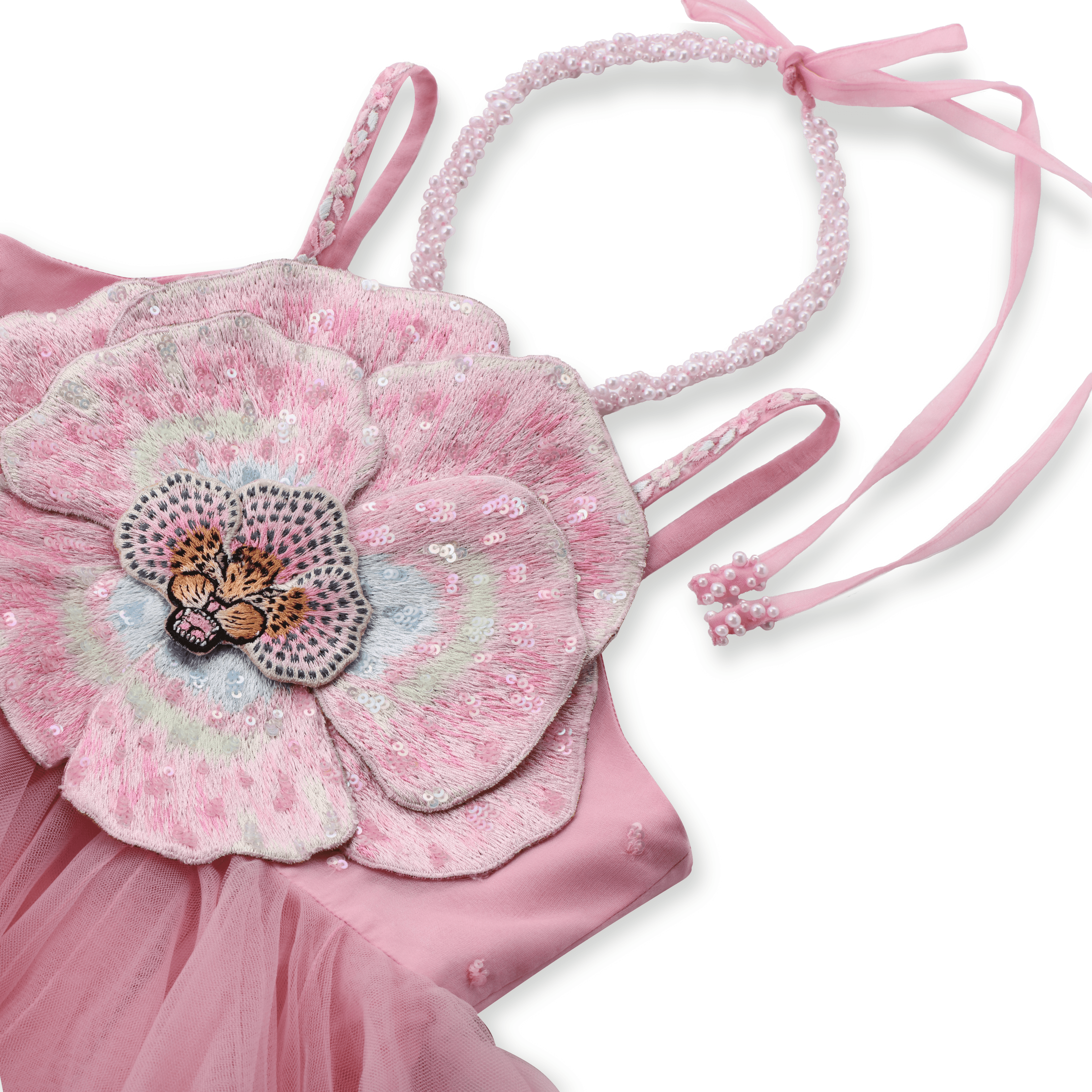 Estella Hand-Embroidered Girls Tulle Dress | Rhyme Kids Estella Hand-Embroidered Girls Tulle Dress | Rhyme Kids