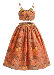 Pippa silk organza girls two-piece set with floral, bird and lemon print — Botanical Bloom by Rhyme Kids